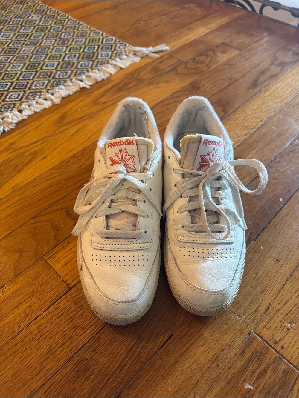 Reebok Women’s Off-White Sneakers with Red Logo
